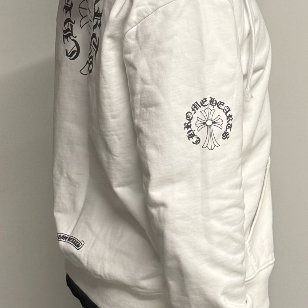 Hoodie Chrome Hearts Blanc - Full Zip, Graphismes Gothiques